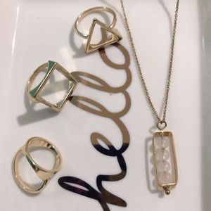 💛Gold Circle, Square, Triangle Rings 💛